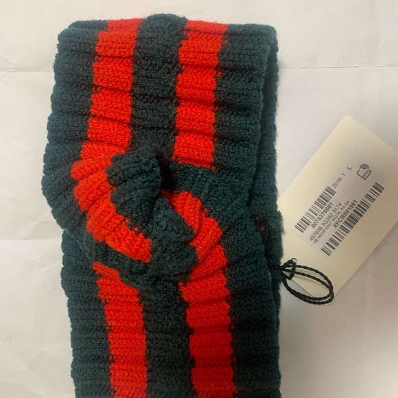 GUCCI Sherry Line Knit Hair Band Bandana Headband Scrunchie Wool Green Red - Picture 7 of 7